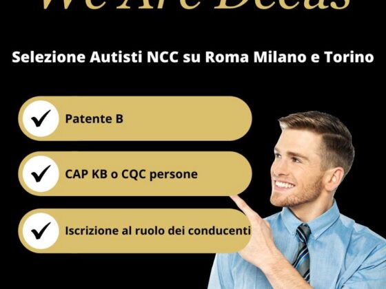 Decus Italia seleziona autisti NCC per Roma, Milano e Torino